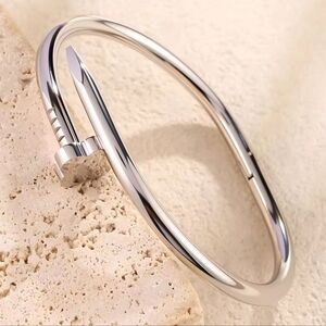 Monogram Stainless Steel Nail Open Bracelet